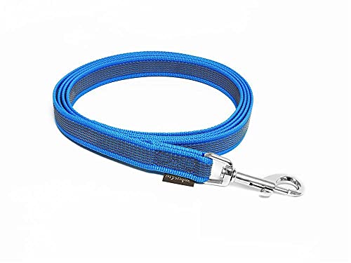 Mystique® Gummierte Leine 15mm mit Handschlaufe Standard Karabiner blau 1m von Mystique