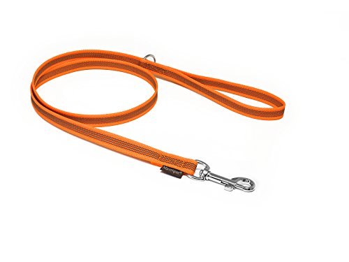 Mystique® Gummierte Leine 15mm mit Handschlaufe Standard Karabiner neon orange 1,2m von Mystique