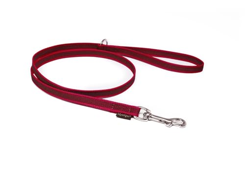 Mystique® Gummierte Leine 15mm mit Handschlaufe Standard Karabiner weinrot 1,2m von Mystique