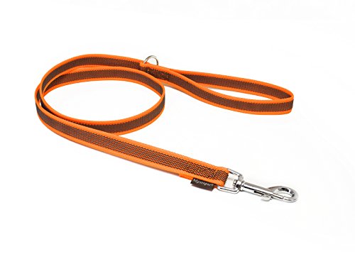 Mystique® Gummierte Leine 20mm mit Handschlaufe Standard Karabiner neon orange 1m von Mystique