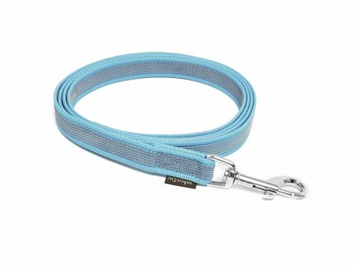 Mystique® Gummierte Leine 20mm ohne Handschlaufe Standard Karabiner hellblau 3m von Mystique