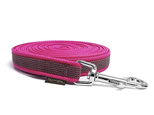Mystique® Gummierte Schleppleine 12mm mit Handschlaufe Standard Karabiner Purpur 7,5m von Mystique