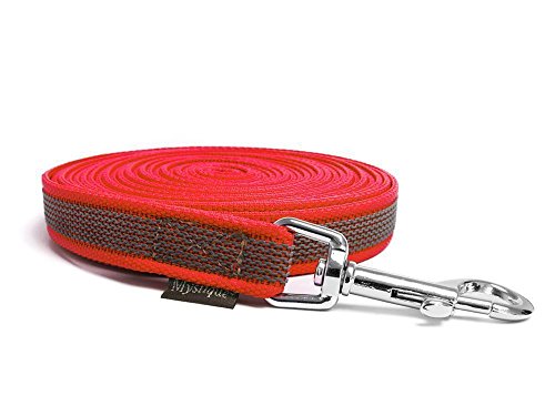 Mystique® Gummierte Schleppleine 12mm mit Handschlaufe Standard Karabiner rot 5m von Mystique