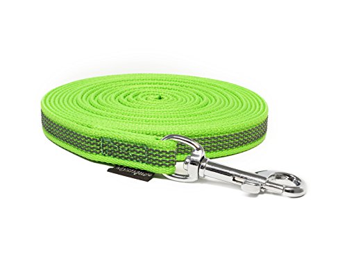 Mystique® Gummierte Schleppleine 12mm ohne Handschlaufe Standard Karabiner neon grün 10m von Mystique