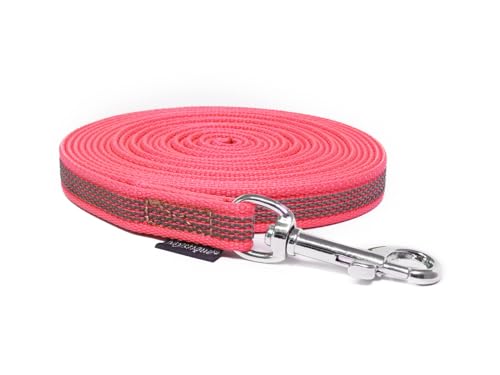 Mystique® Gummierte Schleppleine 12mm ohne Handschlaufe Standard Karabiner neon pink 5m von Mystique