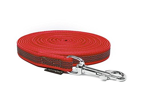 Mystique® Gummierte Schleppleine 15mm mit Handschlaufe Standard Karabiner rot 5m von Mystique