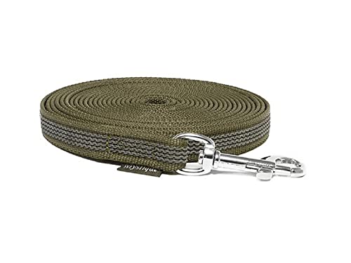 Mystique® Gummierte Schleppleine 15mm ohne Handschlaufe Standard Karabiner (20m, Khaki) von Mystique