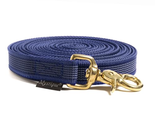 Mystique® Gummierte Schleppleine 20mm mit Handschlaufe Messing Scherenkarabiner royal blau 5m von Mystique