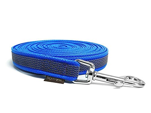 Mystique® Gummierte Schleppleine 20mm mit Handschlaufe Standard Karabiner blau 15m von Mystique