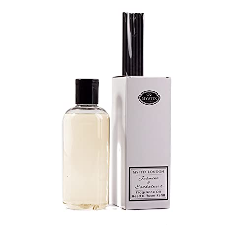 Mystix London Duftöl-Diffusor mit Jasmin und Sandelholz, 250 ml, Nachfüllpack, eleganter Raumduft, langanhaltender Duft, perfekt für Zuhause und Büro von Mystix