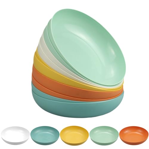 MytaYt 10 Stück 14.5cm Kunststoff Teller Set Essteller Plastik Mehrweg Unzerbrechliches Speiseteller Set für Pasta, Salat, Kuchen, Snack usw(5 Farben) von MytaYt