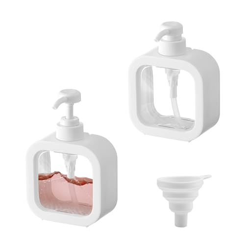 MytaYt 2 Pcs Seifenspender Set 300ml Durchsichtig Soap Dispenser Pumpspender Klein Kunststoff Weiss Seifenspender Duschgel Shampoo Waschmittel Spüli Spender Lotionspender für Bad Dusche Küche von MytaYt