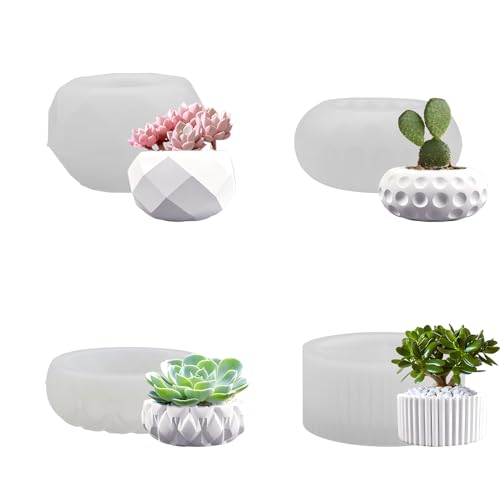 MytaYt 4 Stück Silikonform Blumentopf Gießform Klein Silikonform Blumentopf Beton Form Gießformen für Beton Silikon Gießform Blumentopf Selbstgemachte für DIY Blumentopf Formen von MytaYt