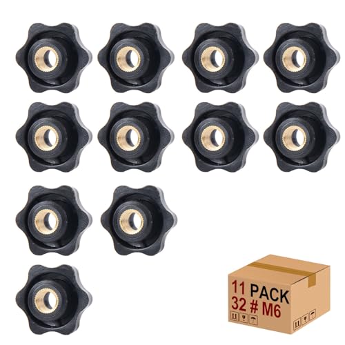 Sterngriffmutter Stern Muttern 11 Stück M6 × 32 MM Innengewinde Klemmknopf Griffmuttern Rändelmutter Klemmmutter Durch Loch Star Kopf für für Werkzeugmaschine, Maschine(M6) von Mythosurge