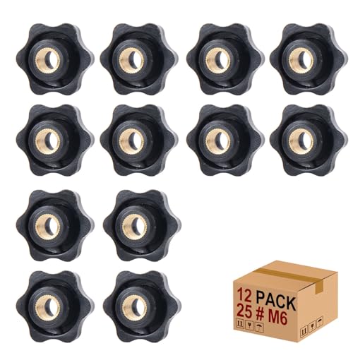 Sterngriffmutter Stern Muttern 12 Stück M6 × 25 MM Innengewinde Klemmknopf Griffmuttern Rändelmutter Klemmmutter Durch Loch Star Kopf für für Werkzeugmaschine, Maschine(M6) von Mythosurge