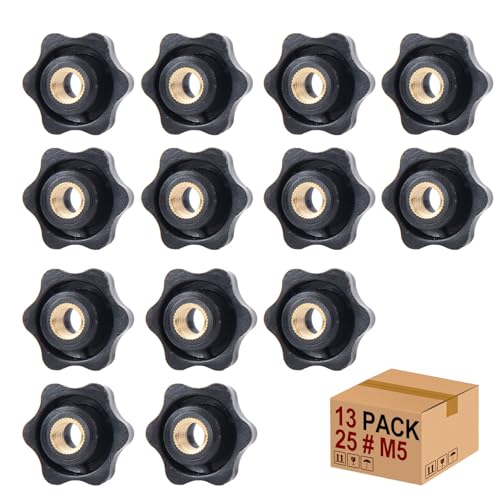 Sterngriffmutter Stern Muttern 13 Stück M5 × 25 MM Innengewinde Klemmknopf Griffmuttern Rändelmutter Klemmmutter Durch Loch Star Kopf für für Werkzeugmaschine, Maschine(M5) von Mythosurge