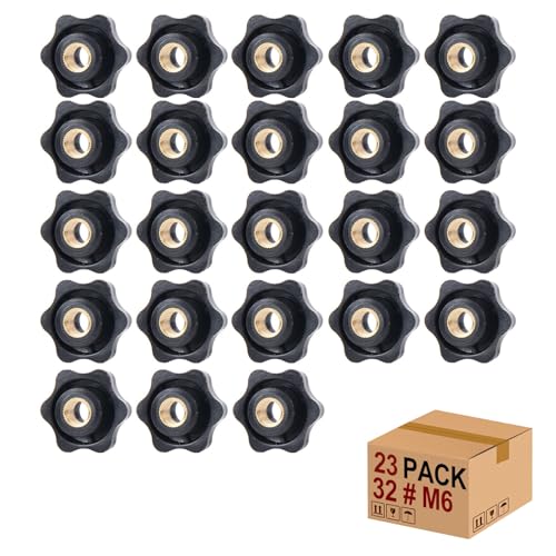 Sterngriffmutter Stern Muttern 23 Stück M6 × 32 MM Innengewinde Klemmknopf Griffmuttern Rändelmutter Klemmmutter Durch Loch Star Kopf für für Werkzeugmaschine, Maschine(M6) von Mythosurge