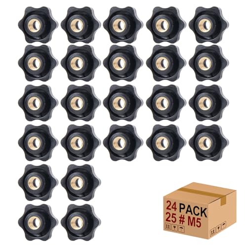 Sterngriffmutter Stern Muttern 24 Stück M5 × 25 MM Innengewinde Klemmknopf Griffmuttern Rändelmutter Klemmmutter Durch Loch Star Kopf für für Werkzeugmaschine, Maschine(M5) von Mythosurge
