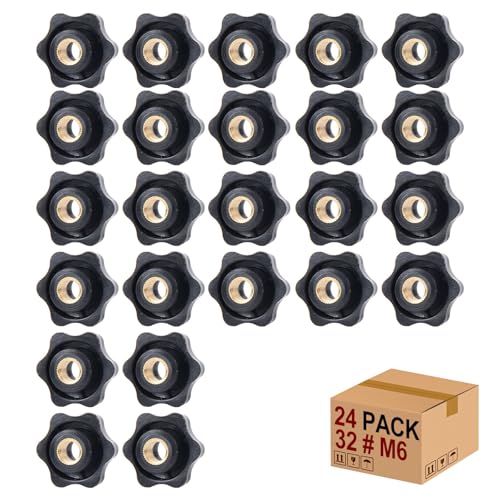 Sterngriffmutter Stern Muttern 24 Stück M6 × 32 MM Innengewinde Klemmknopf Griffmuttern Rändelmutter Klemmmutter Durch Loch Star Kopf für für Werkzeugmaschine, Maschine(M6) von Mythosurge