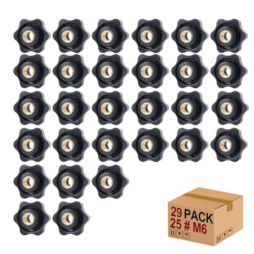 Sterngriffmutter Stern Muttern 29 Stück M6 × 25 MM Innengewinde Klemmknopf Griffmuttern Rändelmutter Klemmmutter Durch Loch Star Kopf für für Werkzeugmaschine, Maschine(M6) von Mythosurge