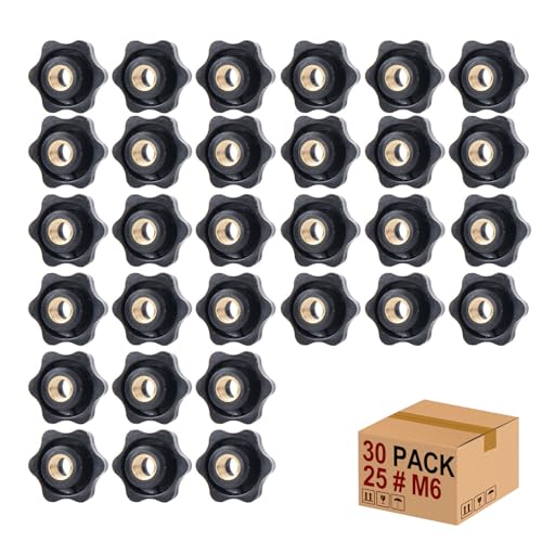 Sterngriffmutter Stern Muttern 30 Stück M6 × 25 MM Innengewinde Klemmknopf Griffmuttern Rändelmutter Klemmmutter Durch Loch Star Kopf für für Werkzeugmaschine, Maschine(M6) von Mythosurge