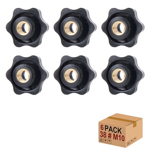 Sterngriffmutter Stern Muttern 6 Stück M10 × 38 MM Innengewinde Klemmknopf Griffmuttern Rändelmutter Klemmmutter Durch Loch Star Kopf für für Werkzeugmaschine, Maschine(M10) von Mythosurge