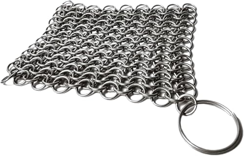 Mythrojan Gusseisen-Schrubber 316 Edelstahl, Bratpfannenreiniger, 9,9 x 9,9 cm, Kettennetz-Schrubber, Kettenbriefschrubber mit Aufhängering für Gusseisen, vorgebrannte Pfannen, Grills, Kochgeschirr Mythrojan Gusseisen-Schrubber 316 Edelstahl, Bratpfannenreiniger, 9,9 x 9,9 cm, Kettennetz-Schrubber, Kettenbriefschrubber mit Aufhängering für Gusseisen, vorgebrannte Pfannen, Grills, Kochgeschirr von Mythrojan
