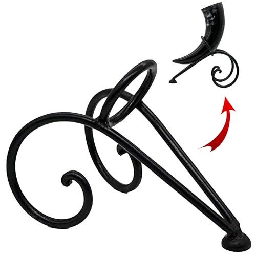 Mythrojan Handgeschmiedetes Ale Horn Rack Twisted Iron Ale Mead Horn Ständer Mittelalter & Wikinger von Mythrojan