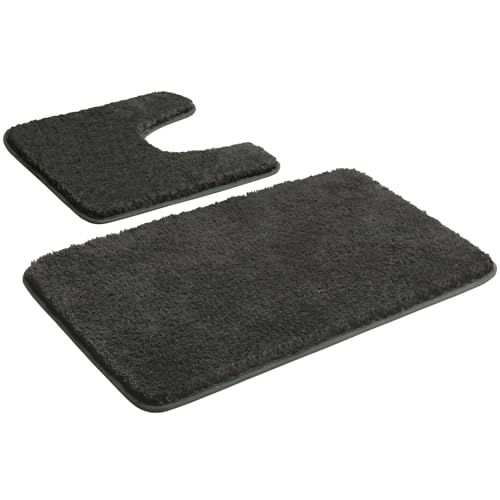 Myting Bad Teppiche Set Weich Mikrofaser Badematte Grau, Badezimmerteppich Set 2 Teilig Badvorleger Waschbar Duschvorleger rutschfest, Flauschiger Badteppich und wc Teppich mit Ausschnitt Myting Bad Teppiche Set Weich Mikrofaser Badematte Grau, Badezimmerteppich Set 2 Teilig Badvorleger Waschbar Duschvorleger rutschfest, Flauschiger Badteppich und wc Teppich mit Ausschnitt von Myting