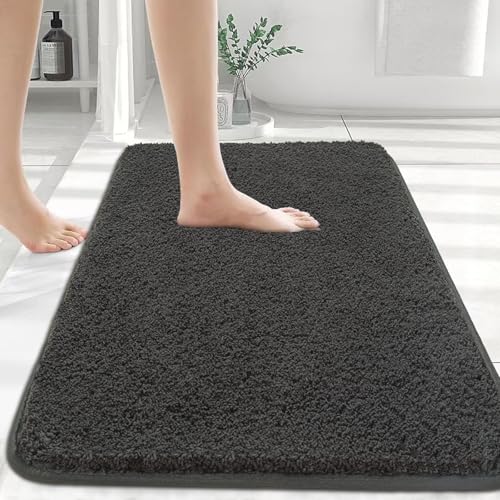 Myting Badezimmerteppich 40x60 cm Badematte Grau, Weich Mikrofaser Badvorleger Waschbar Duschvorleger rutschfest, Flauschiger Badteppich von Myting