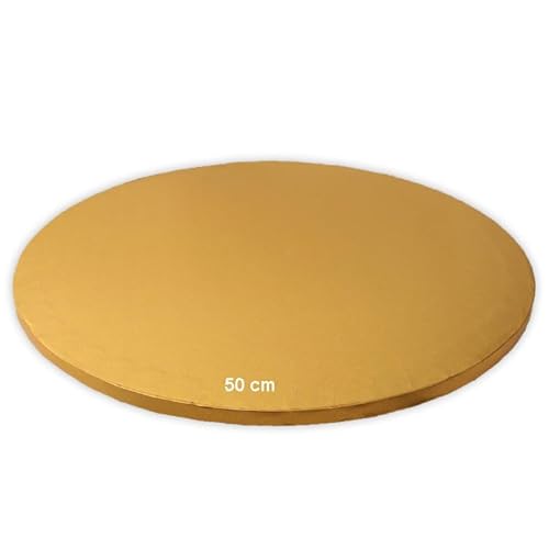1,2 cm Cake Board | Tortenunterlage Rund Cakeboard | Karton Pappe | Kuchenplatte | Tortenplatte für Torten und Kuchen Gold/Silber 13 größe (Gold, 50cm) von Mytortenland