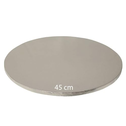 1,2 cm Cake Board | Tortenunterlage Rund Cakeboard | Karton Pappe | Kuchenplatte | Tortenplatte für Torten und Kuchen Gold/Silber 13 größe (Silber, 45cm) von Mytortenland