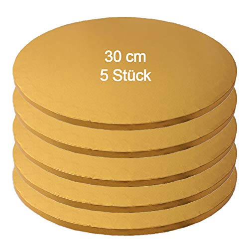 Tortenplatte/Cake Board Rund Gold 30 cm 5 Stück von Mytortenland