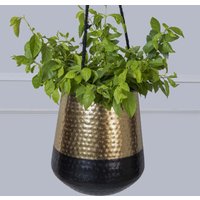2 Ton Hängender Pflanzentopf | Eleganter Schwarz-Goldener Indoor-Blumentopf in Zwei Farben Blumen von MytriDesigns