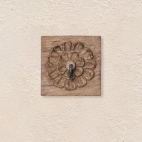 Viereckiger Haken "Dabi'/Handtuchhaken Geschnitzt Aus Holz Mit Blumenmuster Hakenleiste Teakholz von MytriDesigns