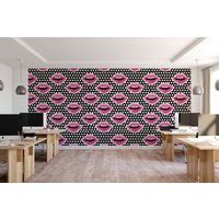 Pop Art Rosa Lippen Abnehmbare Tapete, Wandkunst, Tapete Abziehen Und Aufkleben, Wandbild Raumdekor, Salon Akzentwand, Mw1709 von Mywallimages