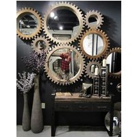 Miroir En Bois De Noix D'un Design Fascinant , Miroir Wandbild Engrenage Handwerklichen Stil Scandinave Handgemachte Holz Zahnräder Spiegel von Mywoodream