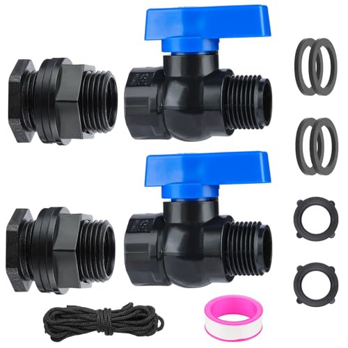 Mzcvriru Kugelhahn und Schott-Montageset für Regentonne, Wassertank, Aquarium (2er-Pack) von Mzcvriru