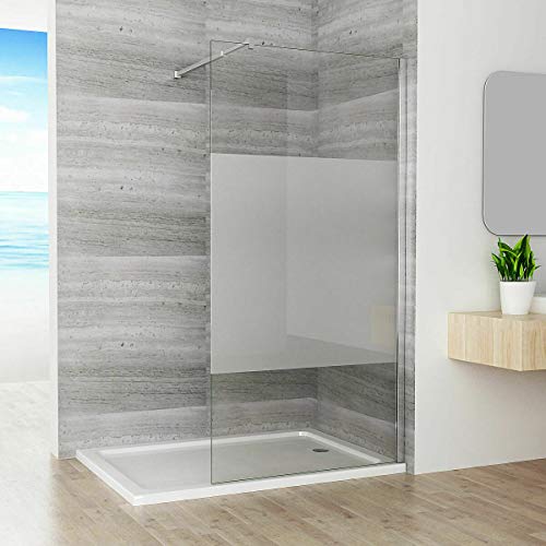 Duschabtrennung Walk in Dusche 100 x 200cm Duschwand Duschtrennwand 10mm ESG NANO teilsatiniert Glas von N++A