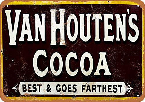 N/ A Van Houten's Cocoa Retro Wanddekoration Metall Blechschild bemalt Kunstposter Dekoration Schild Warnung Cafe Garage Party Spiel Zimmer Türschilder von N/ A