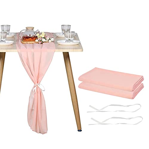 sylbx 2 Stück Durchscheinender Chiffon Tischläufer, 3m Tischläufer für Hochzeiten, Chiffon Tischdecke, Tischläufer Rosa, für Hochzeit, Party, Brautparty, Weihnachten, Tischdekoration von sylbx