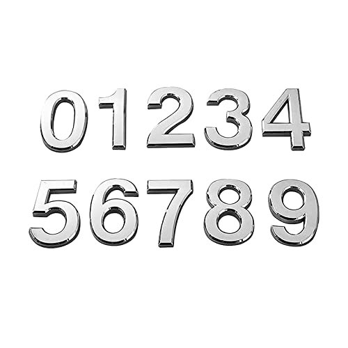 10 Stück Briefkastennummern Hausnummern Selbstklebend 3D Türnummer Adressnummern Aufkleber 0 bis 9 (5 Zoll), Silber) von Furnrubden