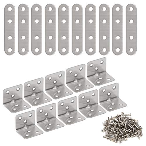 10PCS Edelstahl Winkel 30x30,10PCS Edelstahl Flachverbinder 76x19mm,110 Stk M4 Schrauben,edelstahl winkelverbinder,metall winkel 90 grad ​für Schreibtisch von "N/A"