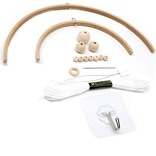 17 Stück DIY Holz Mobilen Rahmen, DIY Krippe Mobile für Jungen und Mädchen, Hölzerne Perlen Windspiele, Handgefertigtes Materialpaket, Raumdekor Kinderzimmerdekor, Geschenk für Kinder, K3202L von N\A