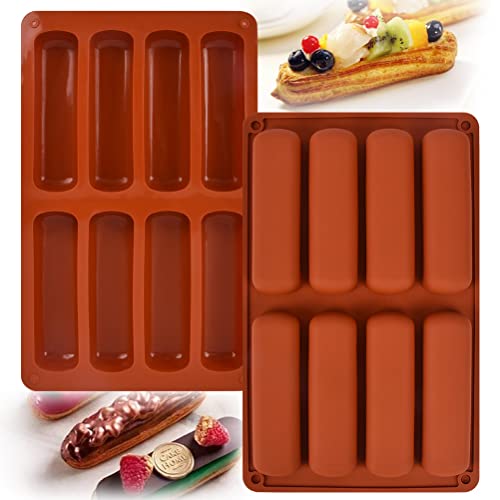 2 Stück Müsliriegel Backform Silikonform mit 8 Mulden Antihaft Riegel Backform,Große Rechteckige Energieriegel Silikon Backform für Müsliriegel Muffin Schokolade Brownie Käsekuchen Schokoriegel von cutefly