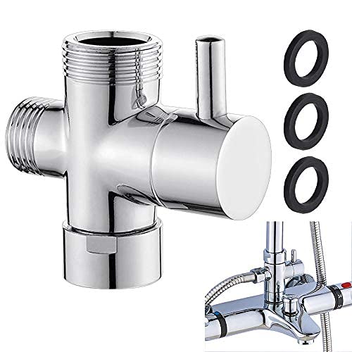 QUCUMER 3 Wege Umschaltventil G 1/2" 20mm Umstellventil Dusche Adapter Umstellventil Messing Brause Dusche Umschaltventil Verchromt Duschsystem Ersatzteil für Regendusche Toiletten Badezimmer Küche von QUCUMER