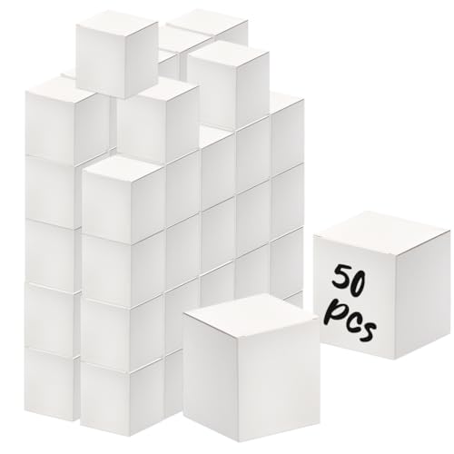 50pc Geschenkboxen mit Deckel, 10x10x10cm, Kraftpapier-Geschenkboxen zum Basteln, Papp-Brautjungfern-Vorschlagsboxen, Einfache Montageboxen Weiß von N\A