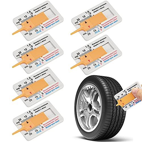 GIRAFEDA 6 Stück Reifen Profiltiefenmesser Kunststoff Reifenprofiltiefenmesser Mannual Tiefenmessschieber 0-20 mm Reifenprofil Tiefenmesser Reifen Tragbares Reifenmesser für Auto Motorrad SUV LKW Van von GIRAFEDA