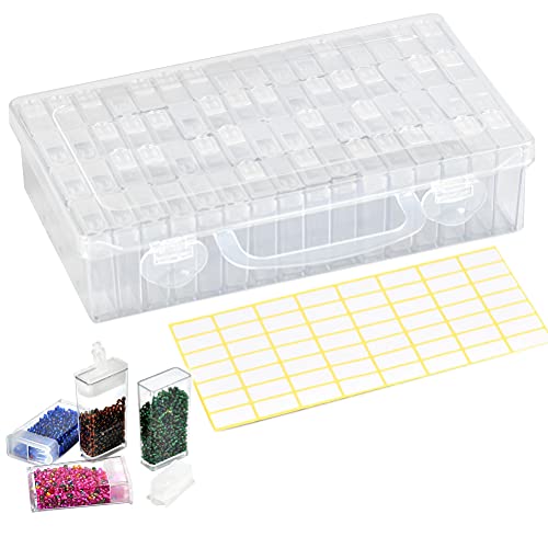 64 Raster transparente Box, Kunststoff Perlen Vorratsbehälter Plastik Aufbewahrungsbox Schmuckschatulle Werkzeugcontainer Nail Art Zubehör Box Organizer Fall für DIY Handwerk/Schmuck/Strass/Pillen von N\A