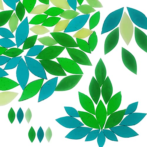 Allazone Blütenblatt Mosaik Fliesen, 160G Grün Mosaikfliesen Glänzende Kristall Mosaik Glasstücke Mosaikglasstücke für Heimtextilien Oder Heimwerken von N\A